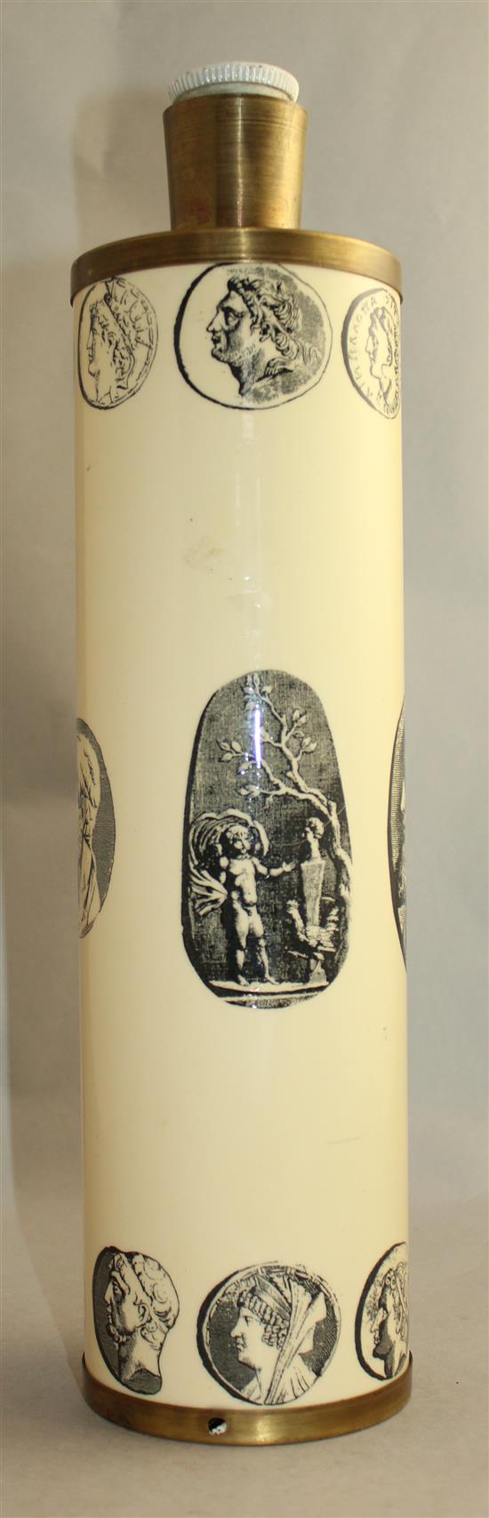 A Fornasetti type table lamp, total height 41.5cm